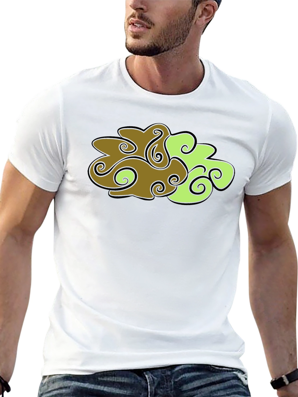 Abstract Cloud Design Black T-Shirt