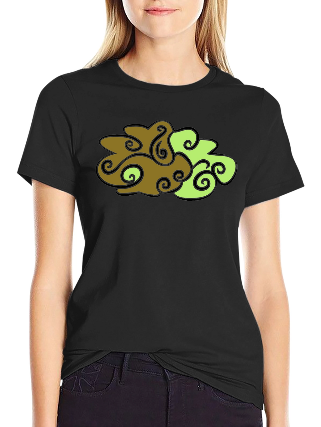 Abstract Cloud Design Black T-Shirt