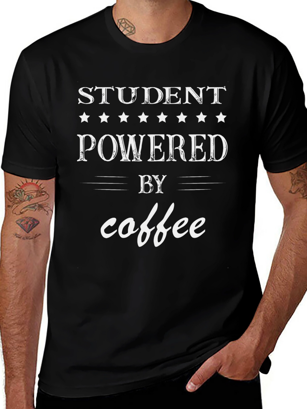 Student Powered by Coffee Graphic Tee - Black