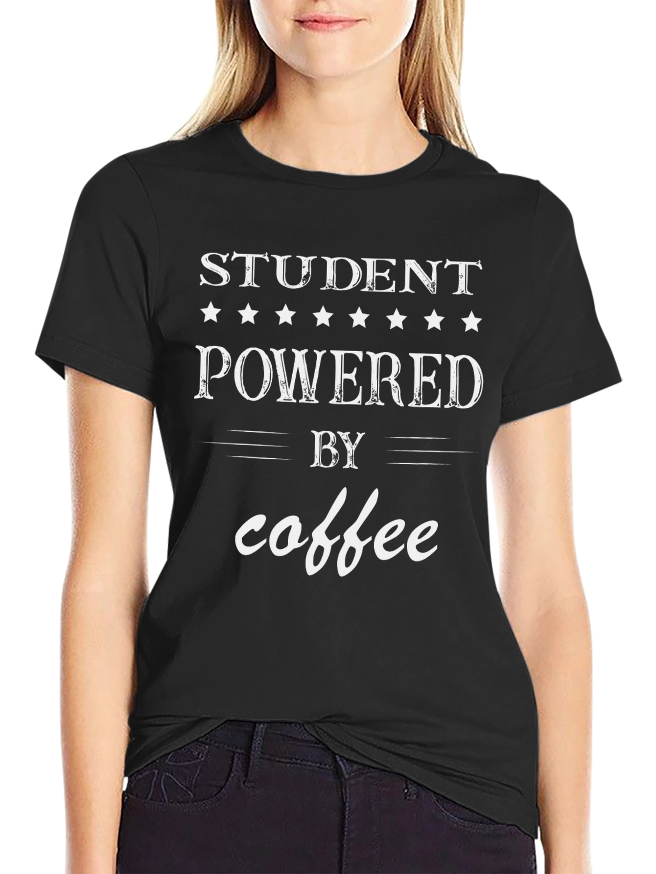 Student Powered by Coffee Graphic Tee - Black