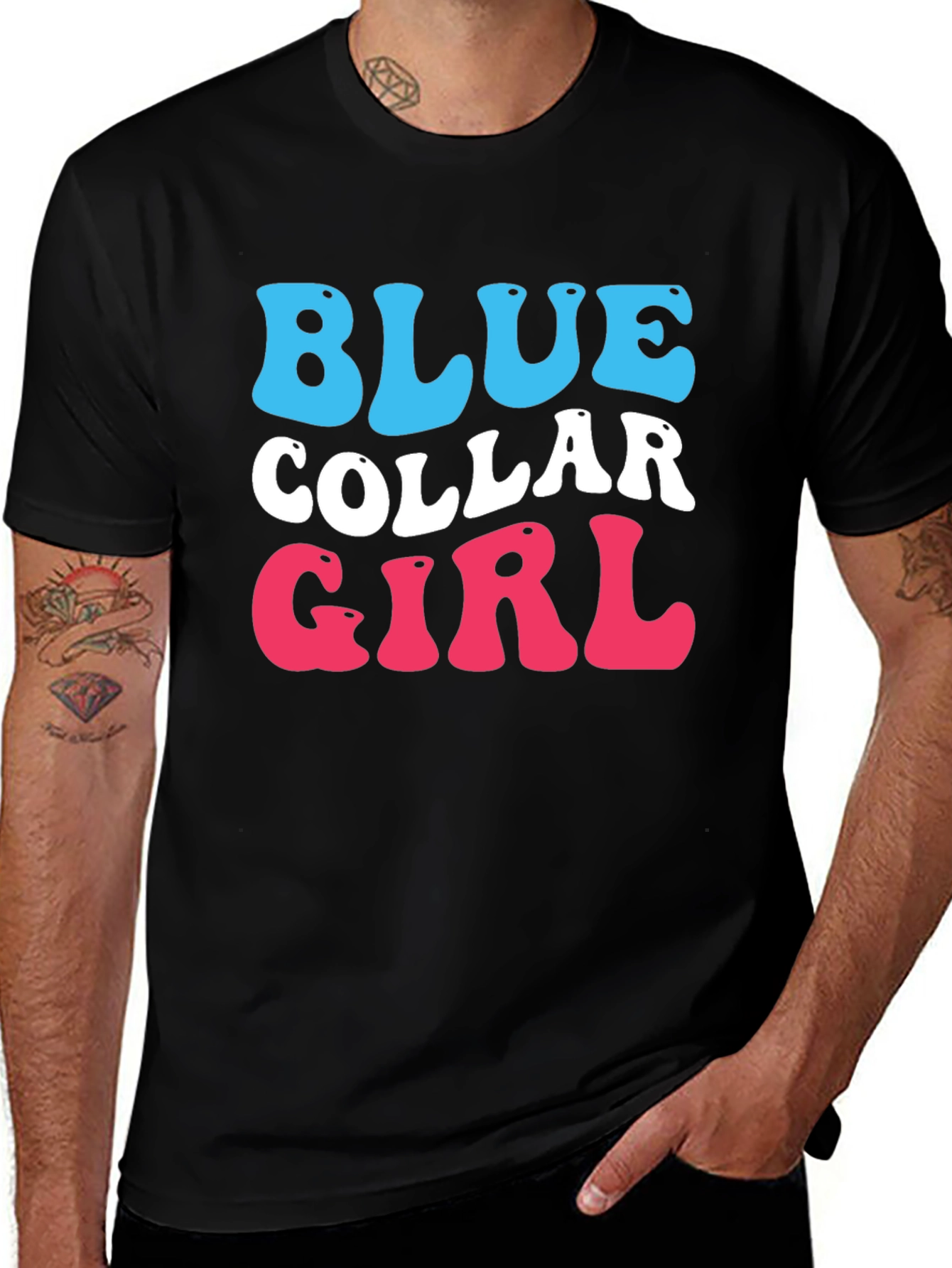Blue Collar Girl Graphic T-Shirt - Trendy Cotton Tee