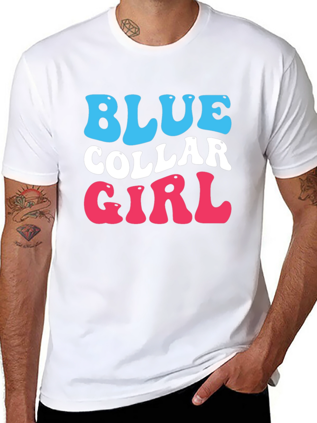 Blue Collar Girl Graphic T-Shirt - Trendy Cotton Tee