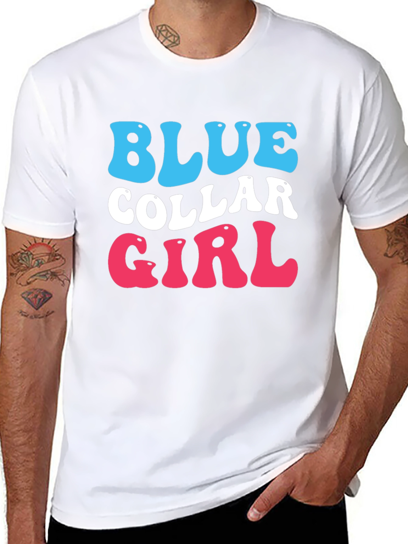 Blue Collar Girl Graphic T-Shirt - Trendy Cotton Tee