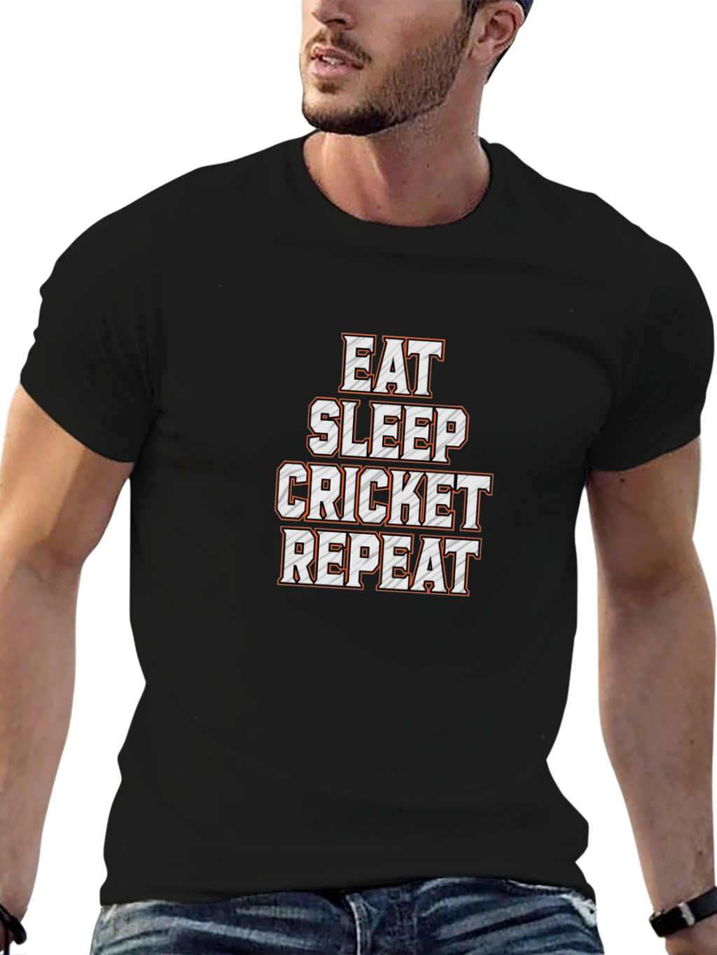 Eat Sleep Cricket Repeat Graphic T-Shirt
