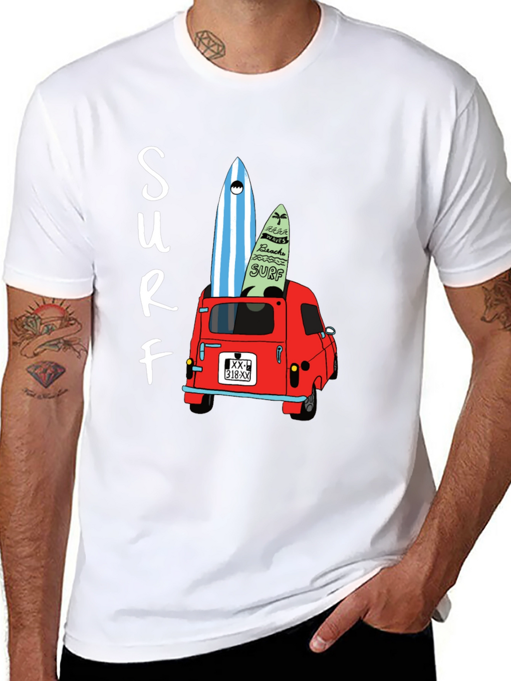 Surf Van Graphic Tee - Black Cotton T-Shirt