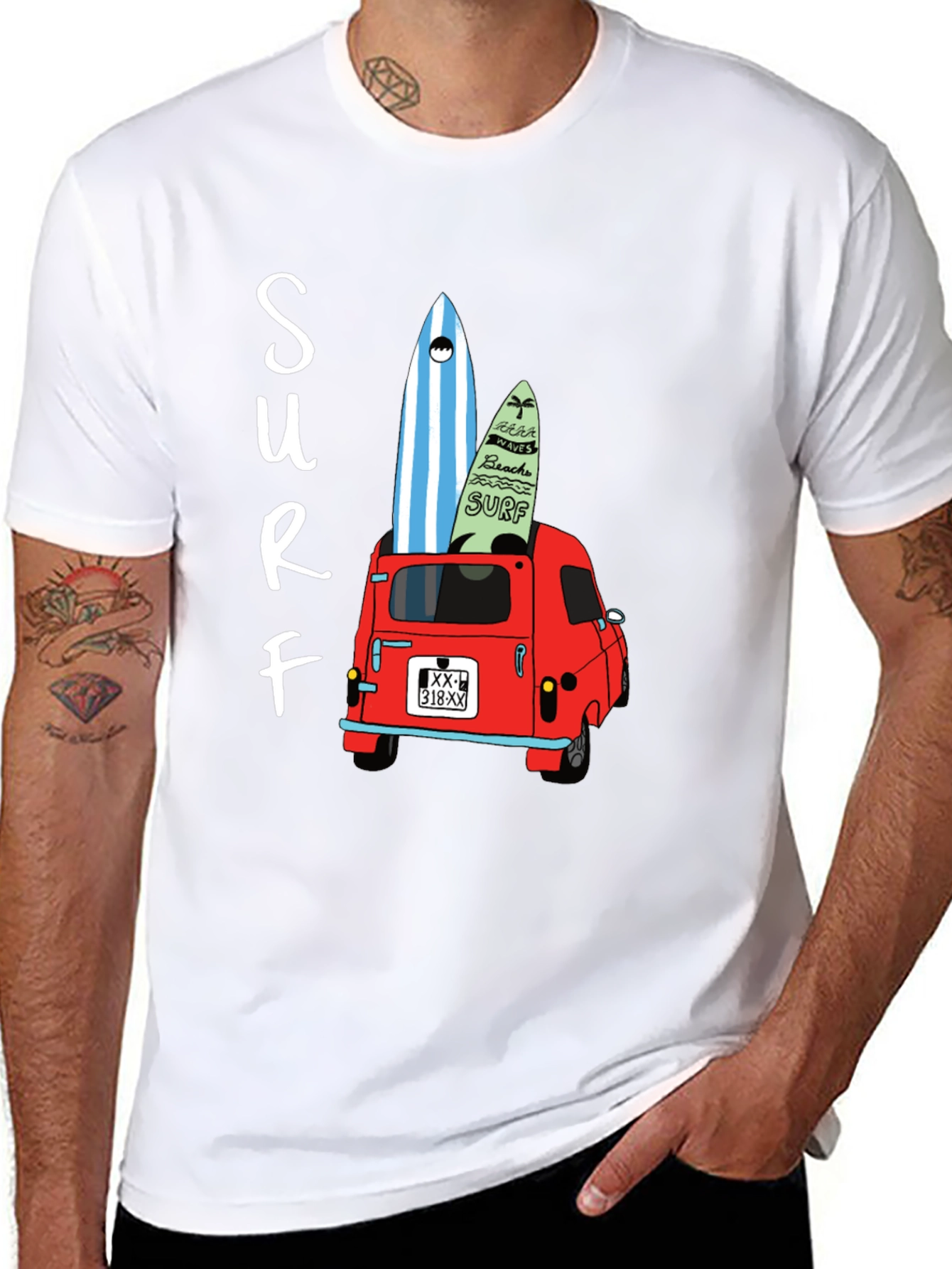 Surf Van Graphic Tee - Black Cotton T-Shirt
