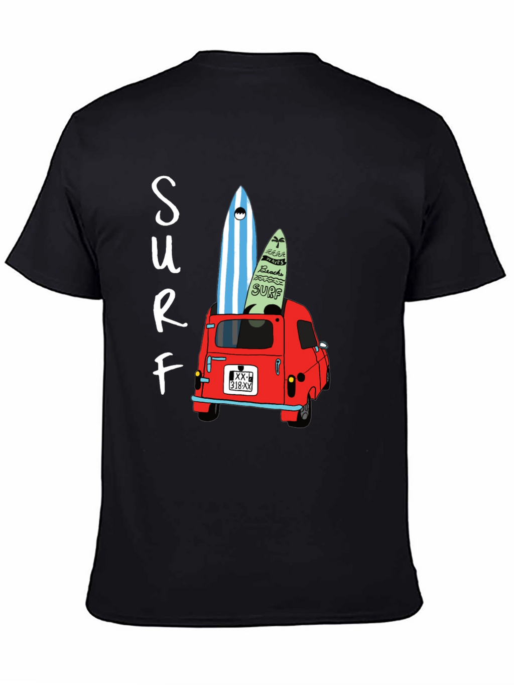Surf Van Graphic Tee - Black Cotton T-Shirt