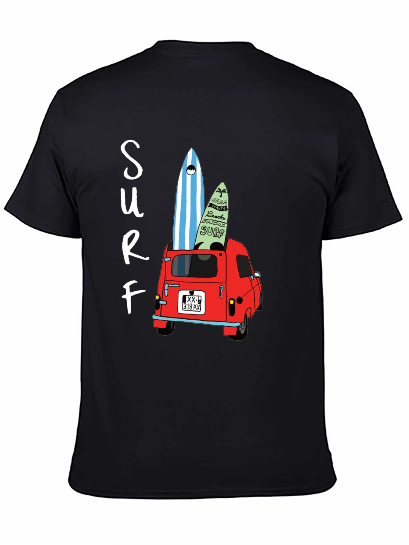 Surf Van Graphic Tee - Black Cotton T-Shirt