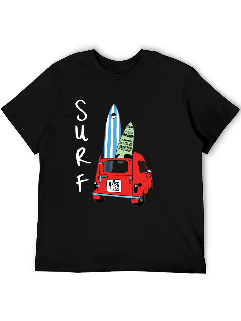 Surf Van Graphic Tee - Black Cotton T-Shirt