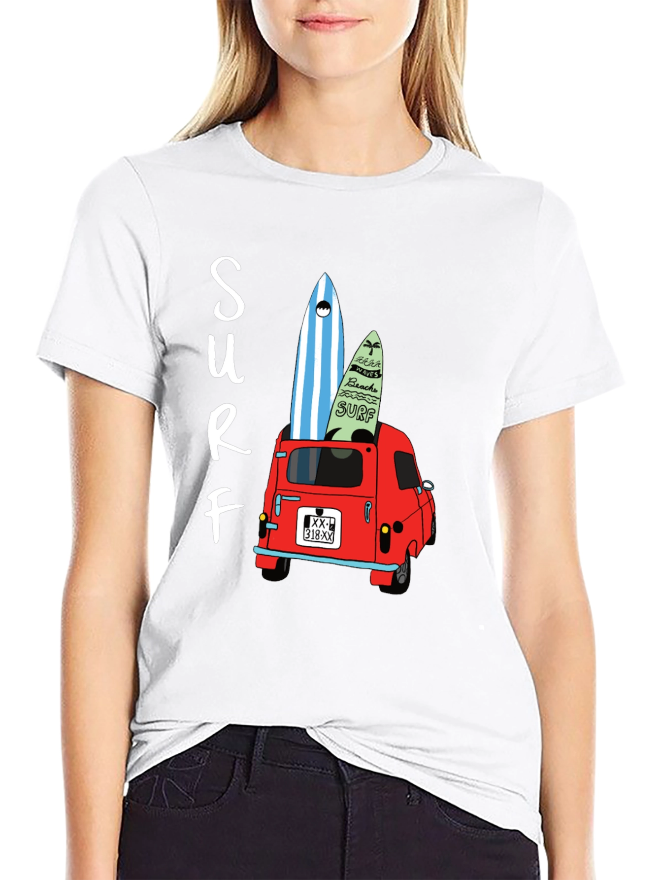 Surf Van Graphic Tee - Black Cotton T-Shirt