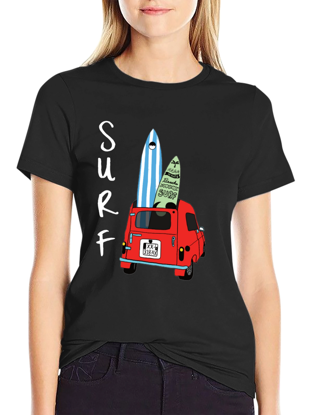 Surf Van Graphic Tee - Black Cotton T-Shirt