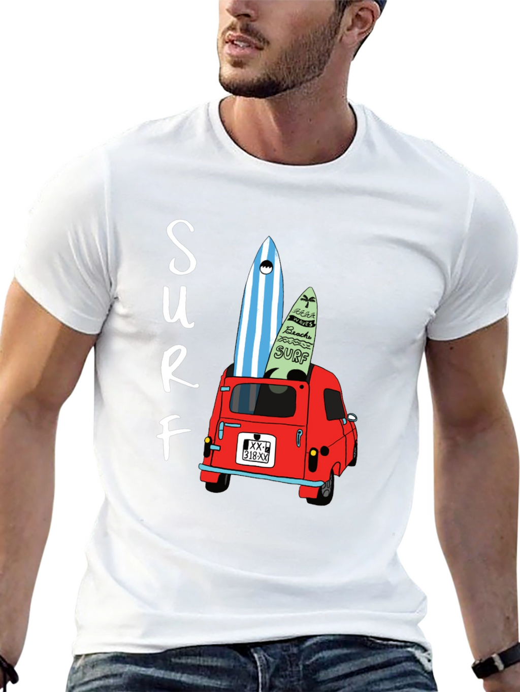 Surf Van Graphic Tee - Black Cotton T-Shirt