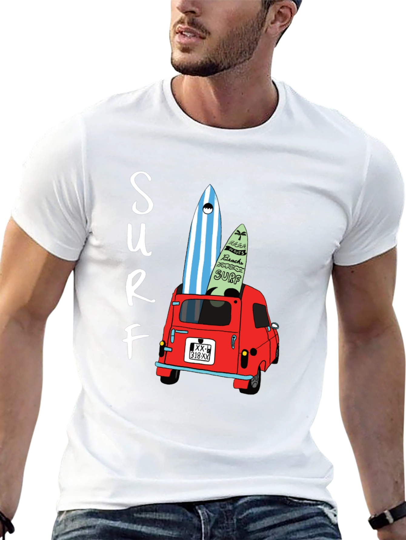 Surf Van Graphic Tee - Black Cotton T-Shirt
