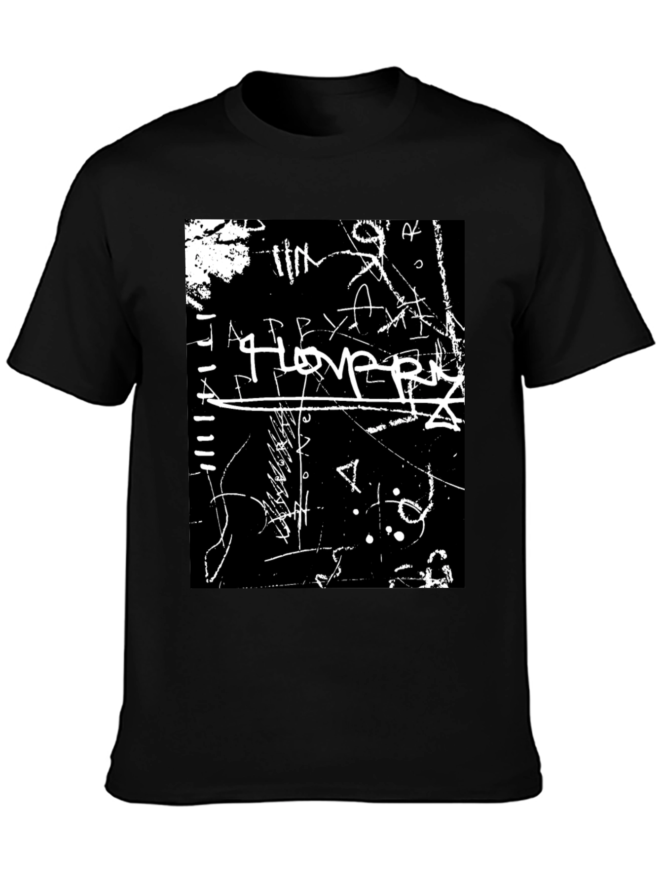 Abstract Graffiti Graphic Tee - Black