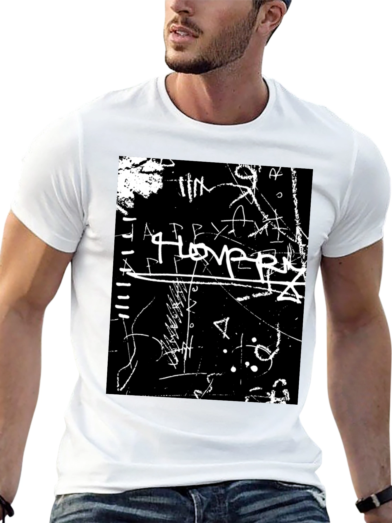 Abstract Graffiti Graphic Tee - Black