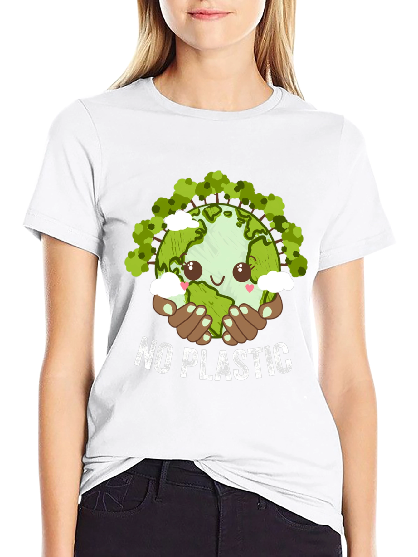 No Plastic Earth Day T-Shirt - Eco-Friendly Design