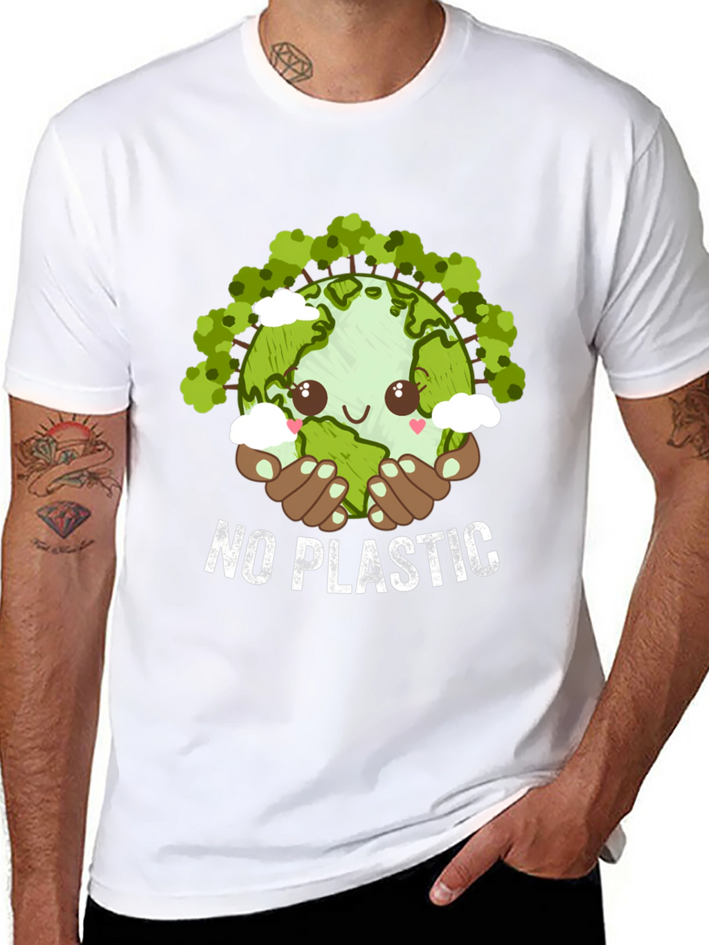 No Plastic Earth Day T-Shirt - Eco-Friendly Design