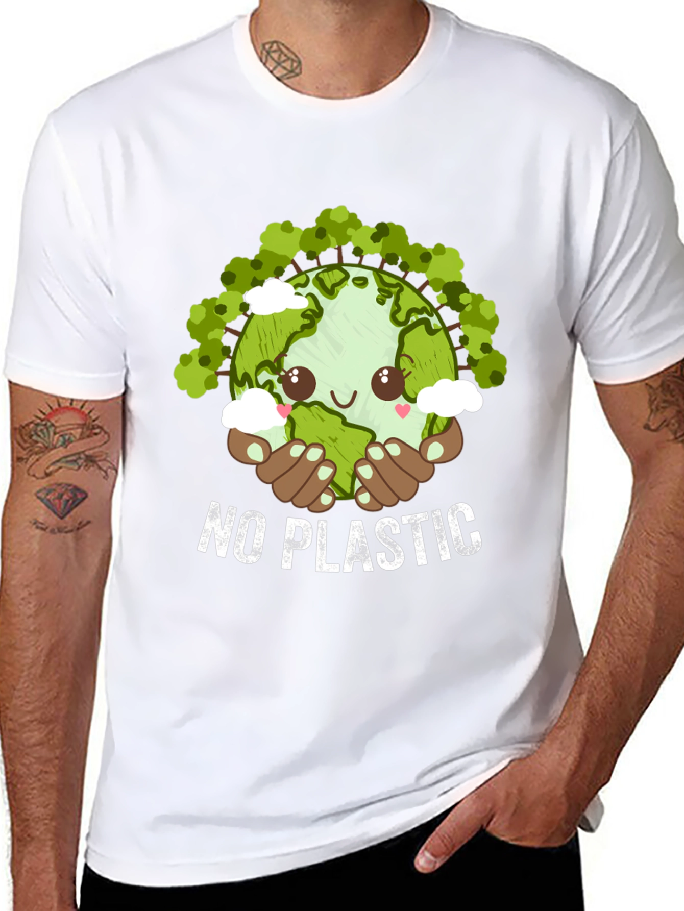 No Plastic Earth Day T-Shirt - Eco-Friendly Design