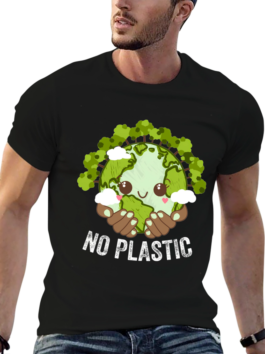 No Plastic Earth Day T-Shirt - Eco-Friendly Design