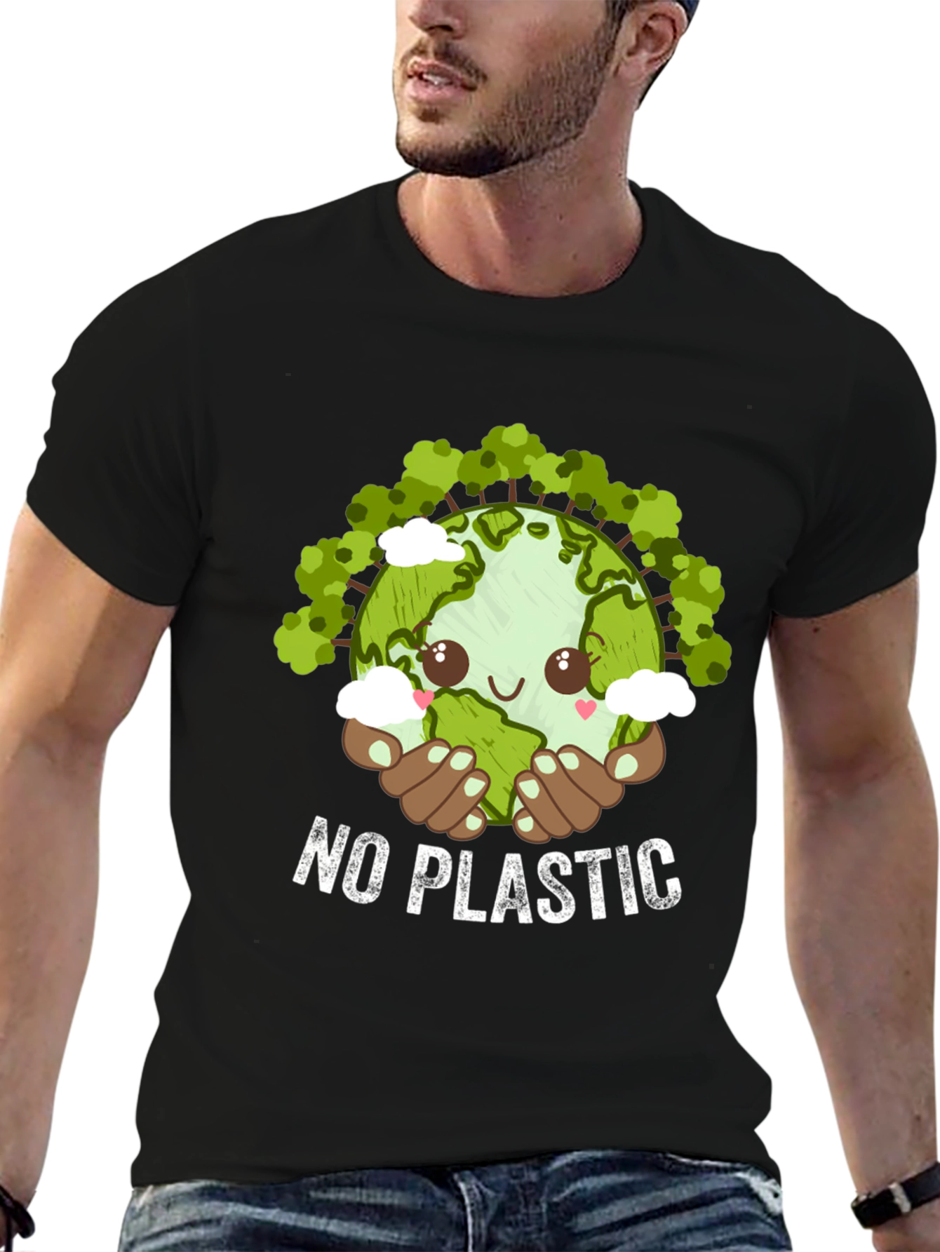 No Plastic Earth Day T-Shirt - Eco-Friendly Design