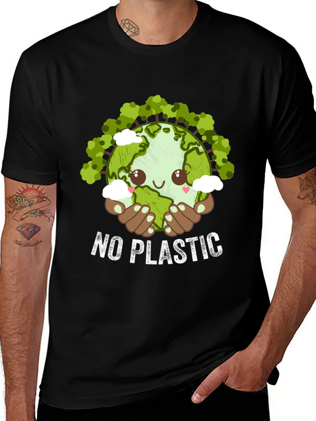 No Plastic Earth Day T-Shirt - Eco-Friendly Design