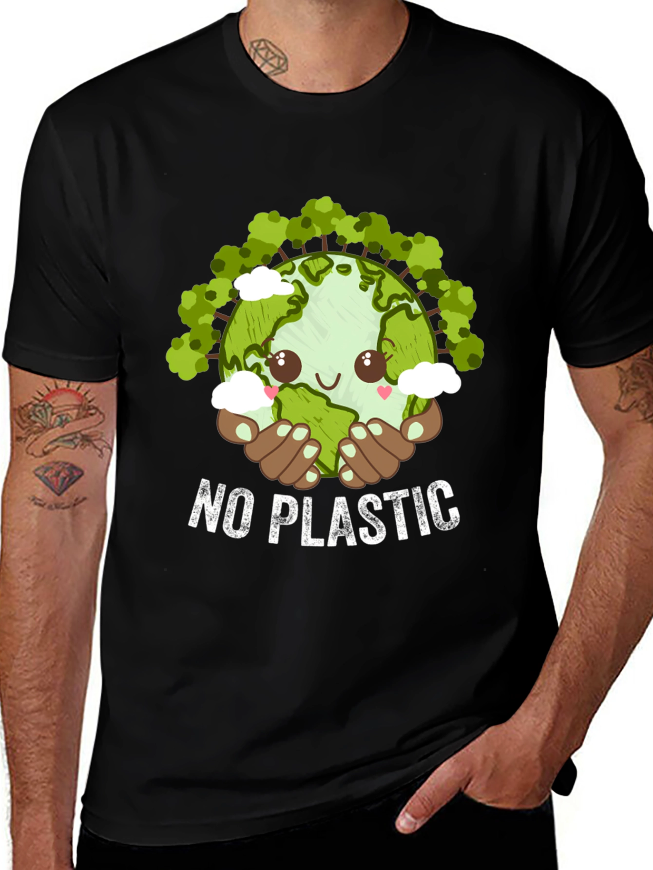 No Plastic Earth Day T-Shirt - Eco-Friendly Design