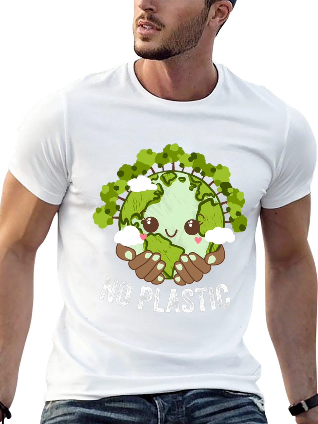 No Plastic Earth Day T-Shirt - Eco-Friendly Design