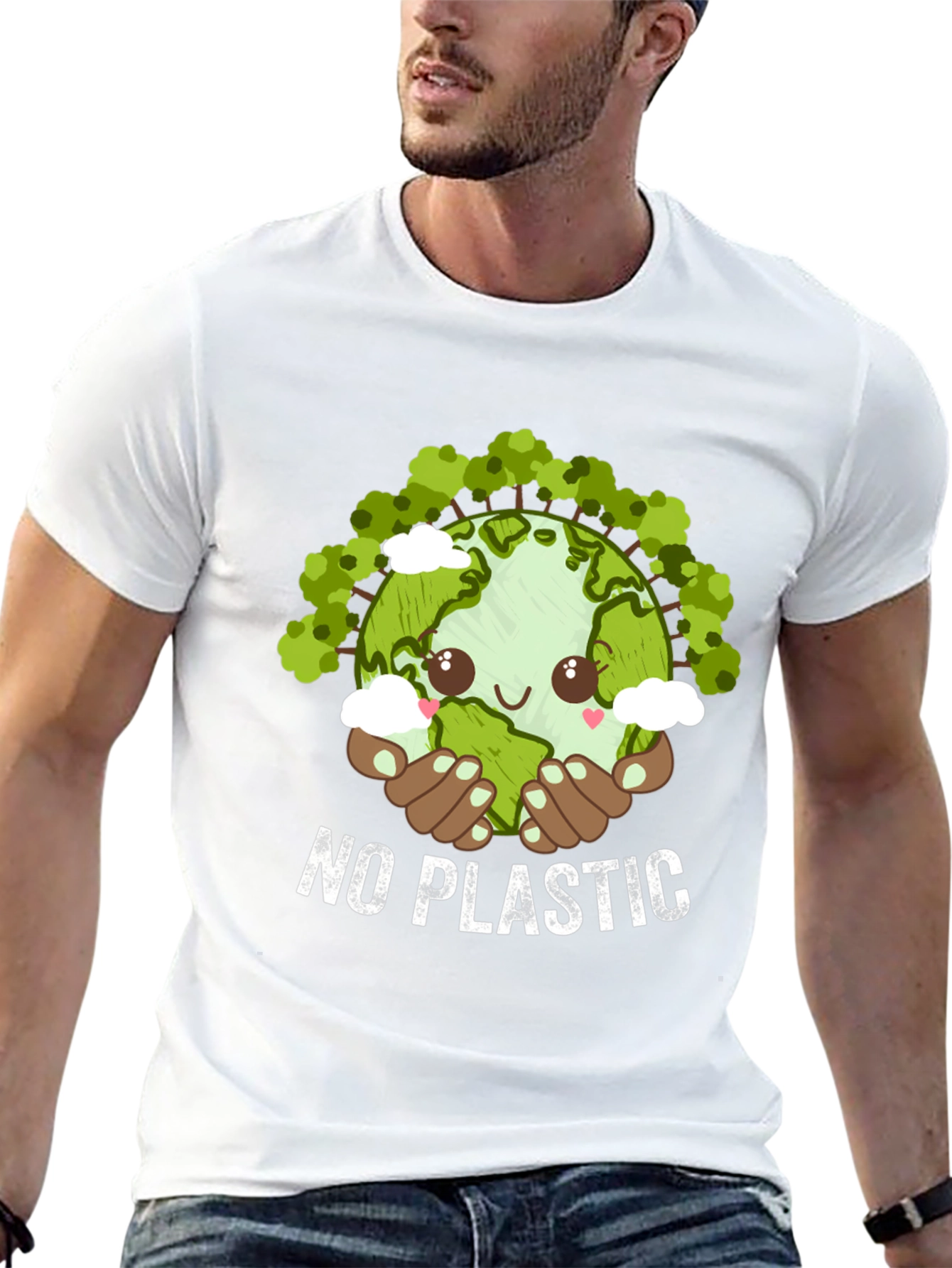 No Plastic Earth Day T-Shirt - Eco-Friendly Design