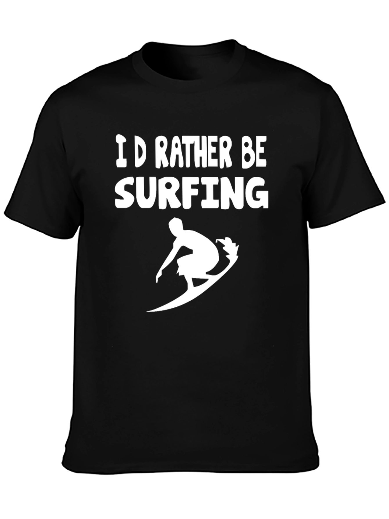 Id Rather Be Surfing Black Graphic T-Shirt