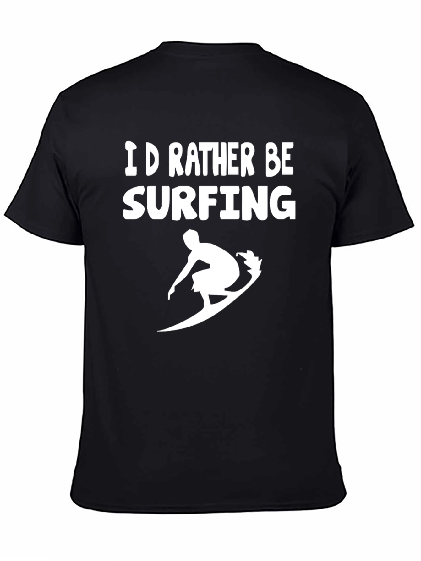 Id Rather Be Surfing Black Graphic T-Shirt
