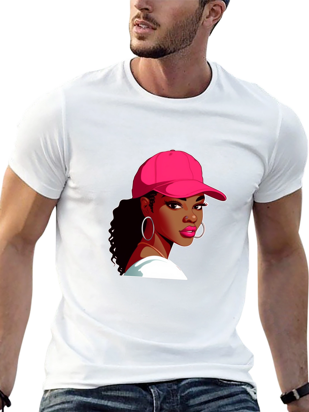 Black T-Shirt with Woman Graphic