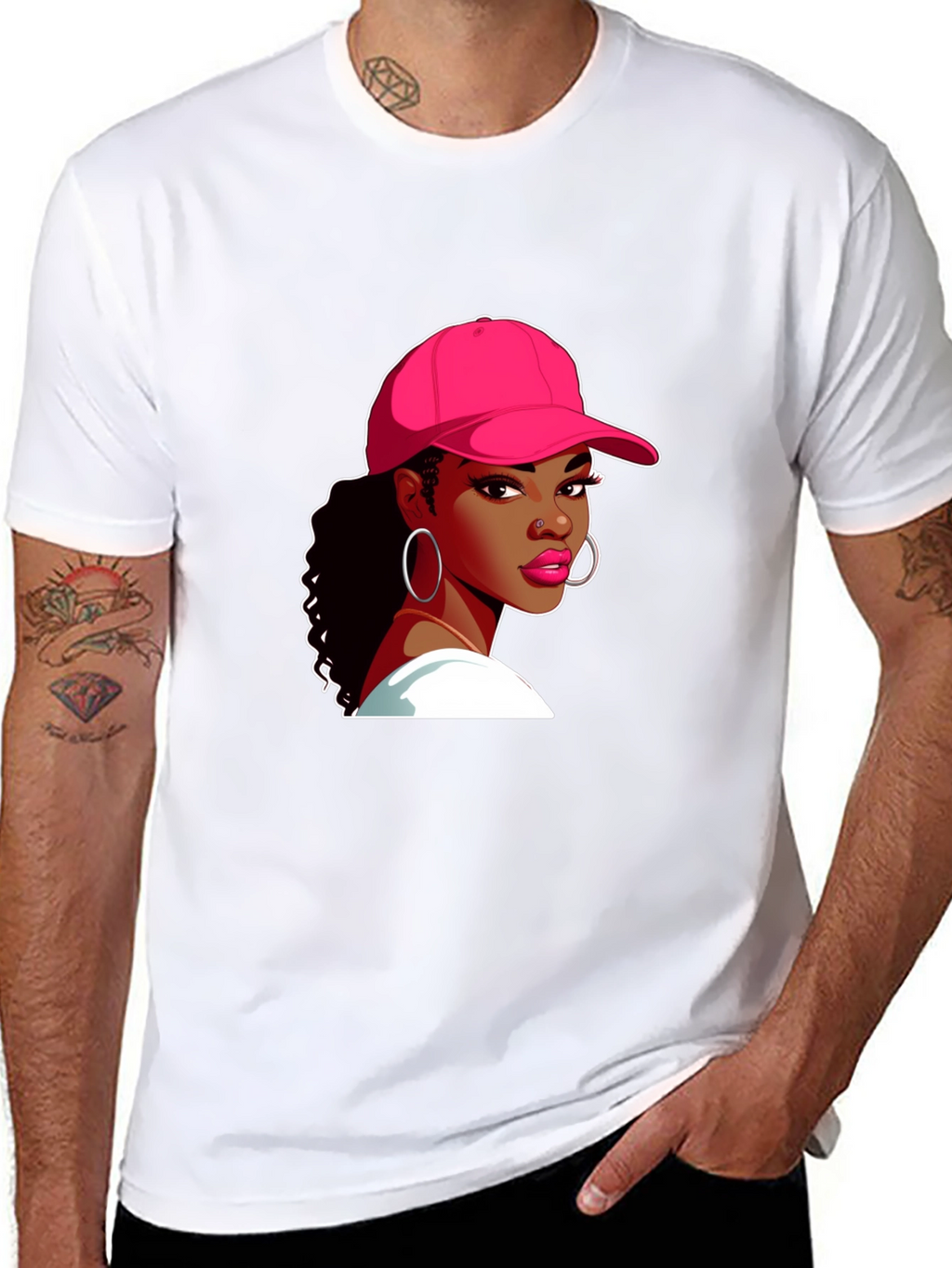 Black T-Shirt with Woman Graphic