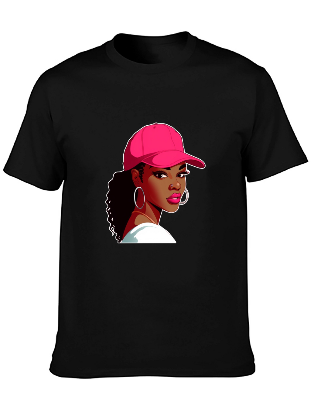 Black T-Shirt with Woman Graphic