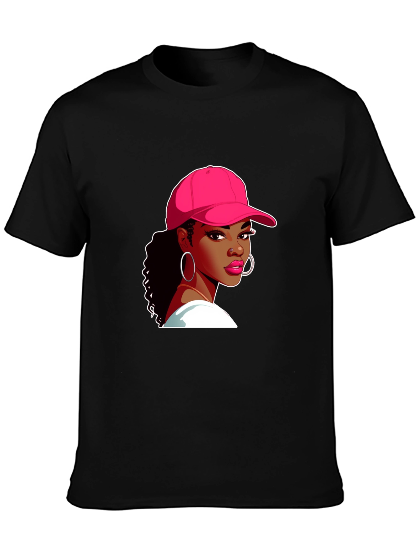 Black T-Shirt with Woman Graphic