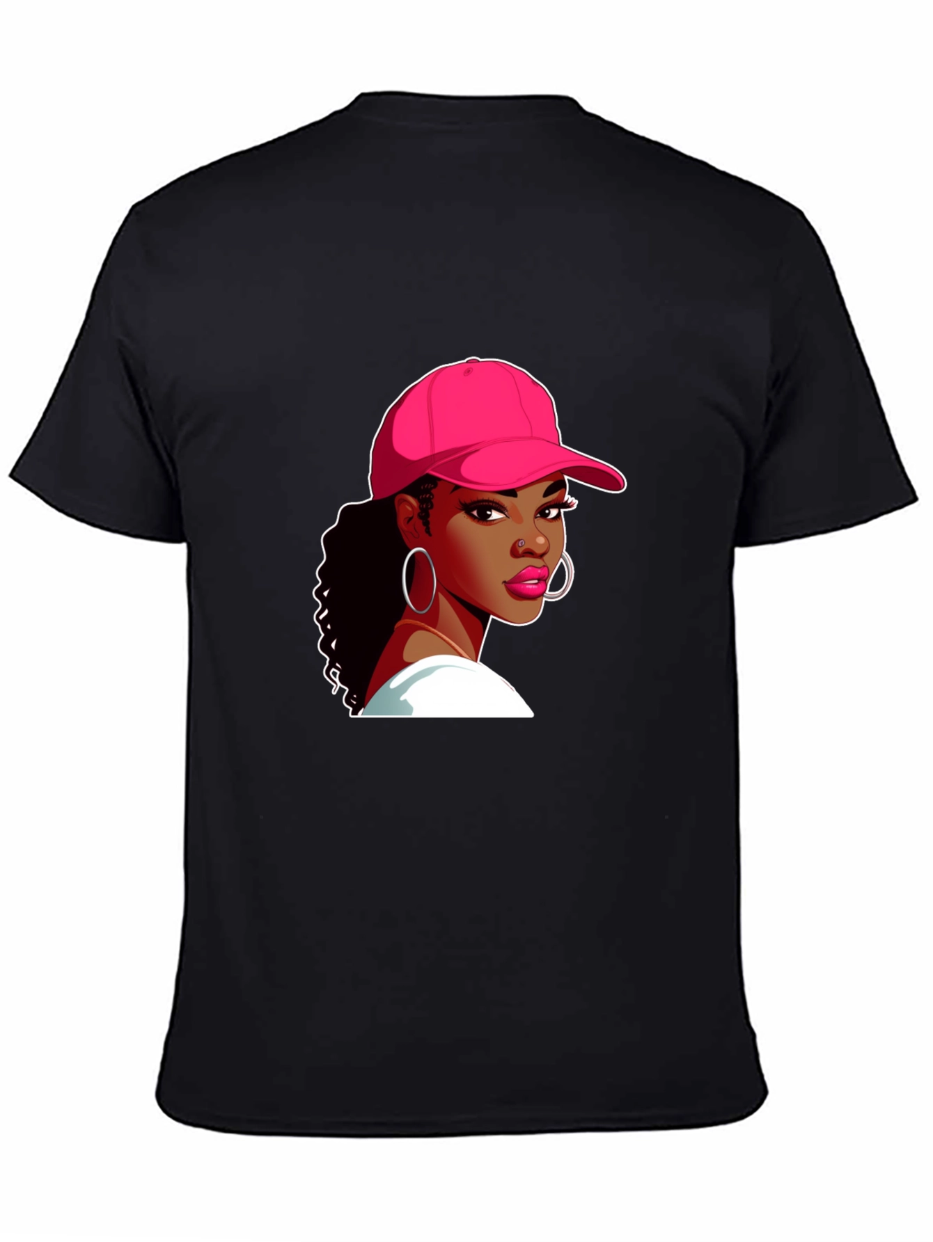 Black T-Shirt with Woman Graphic