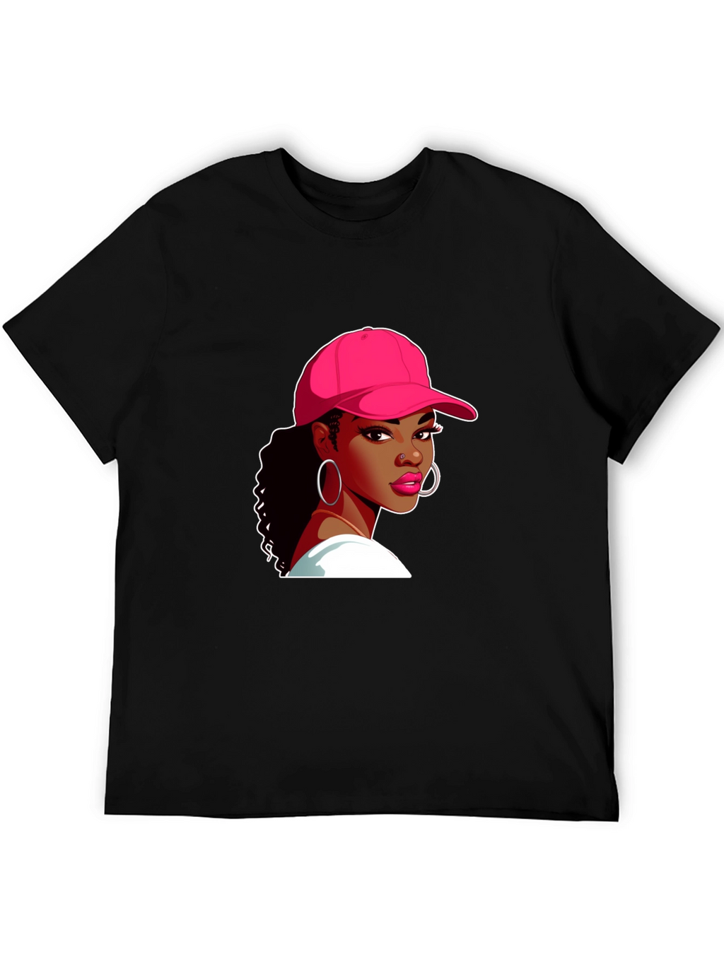 Black T-Shirt with Woman Graphic