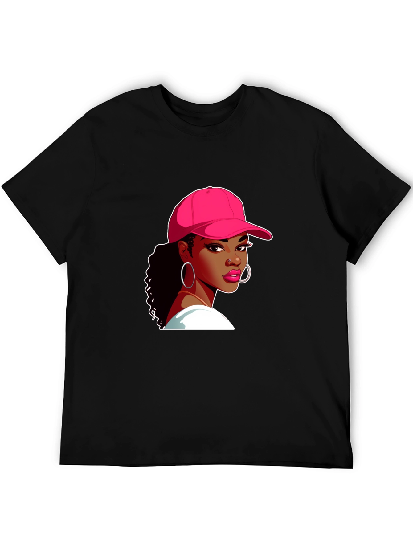 Black T-Shirt with Woman Graphic