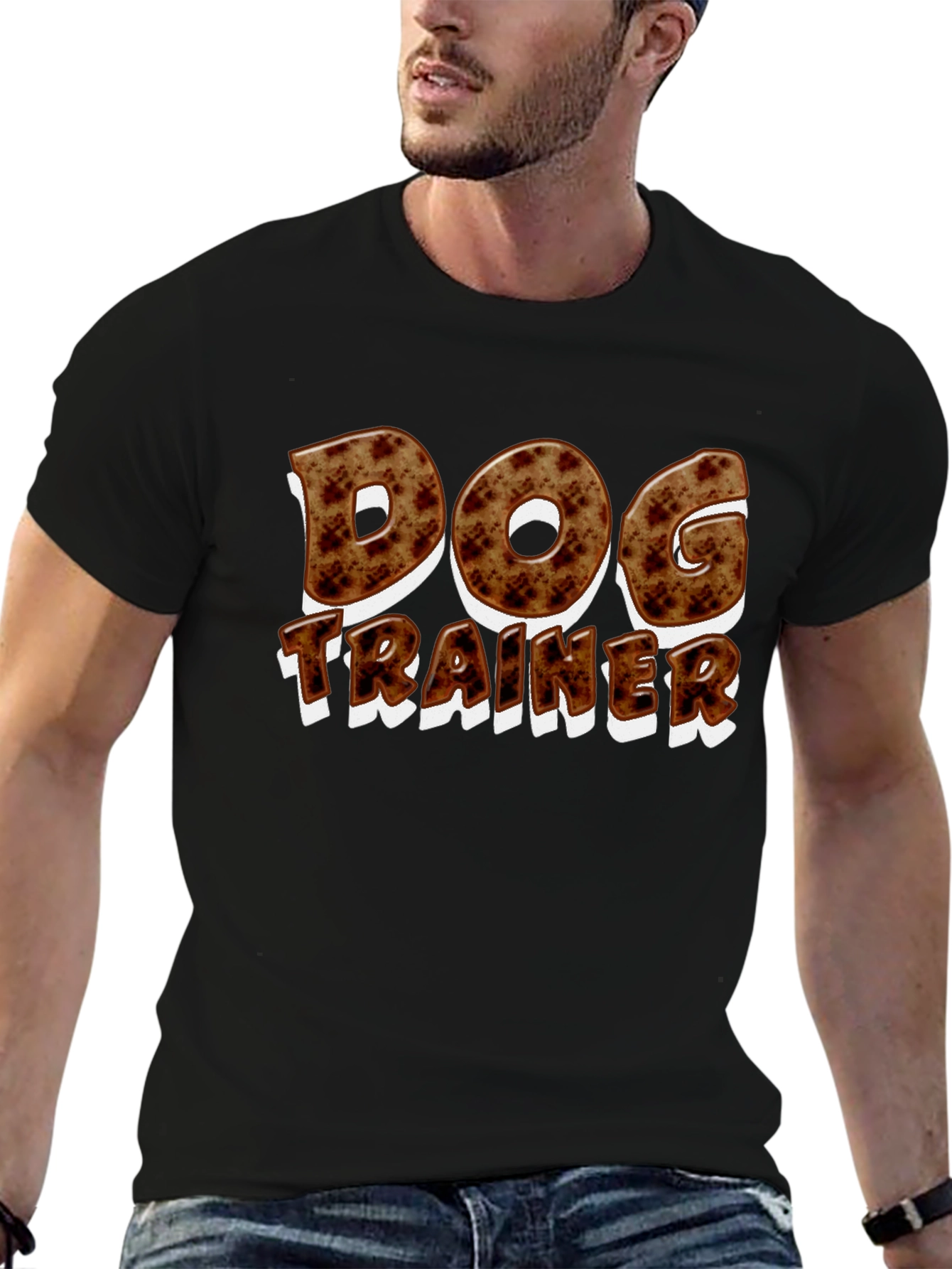 Dog Trainer Graphic T-Shirt - Black Casual Tee