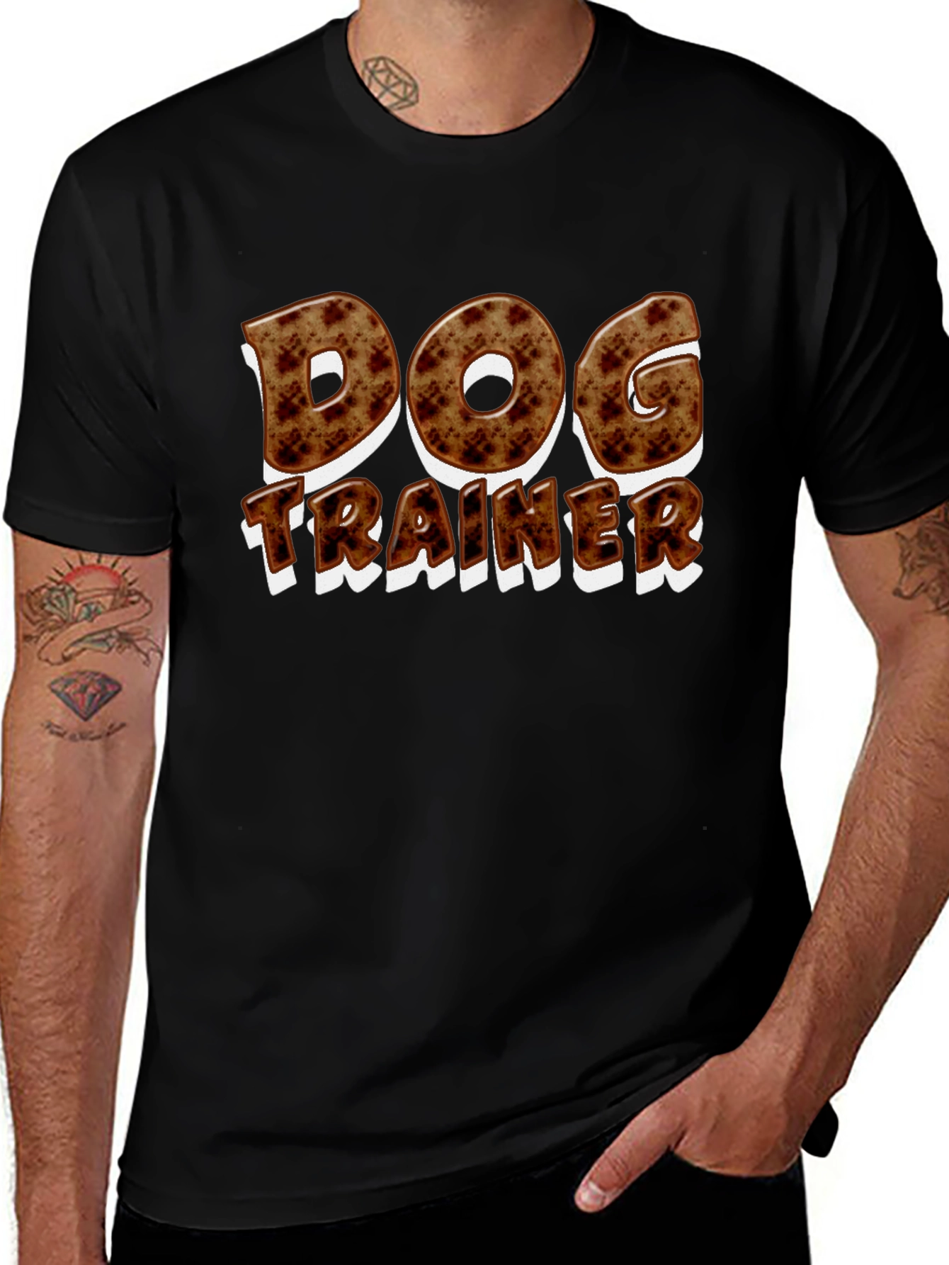 Dog Trainer Graphic T-Shirt - Black Casual Tee