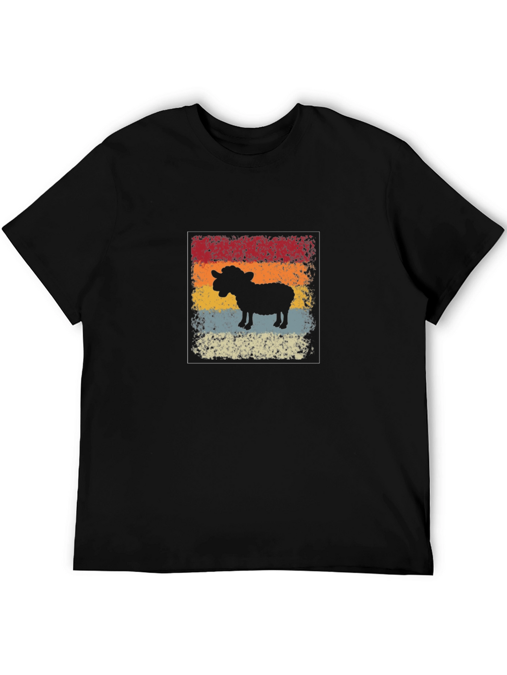 Retro Sheep Graphic Tee - Mens Black T-Shirt