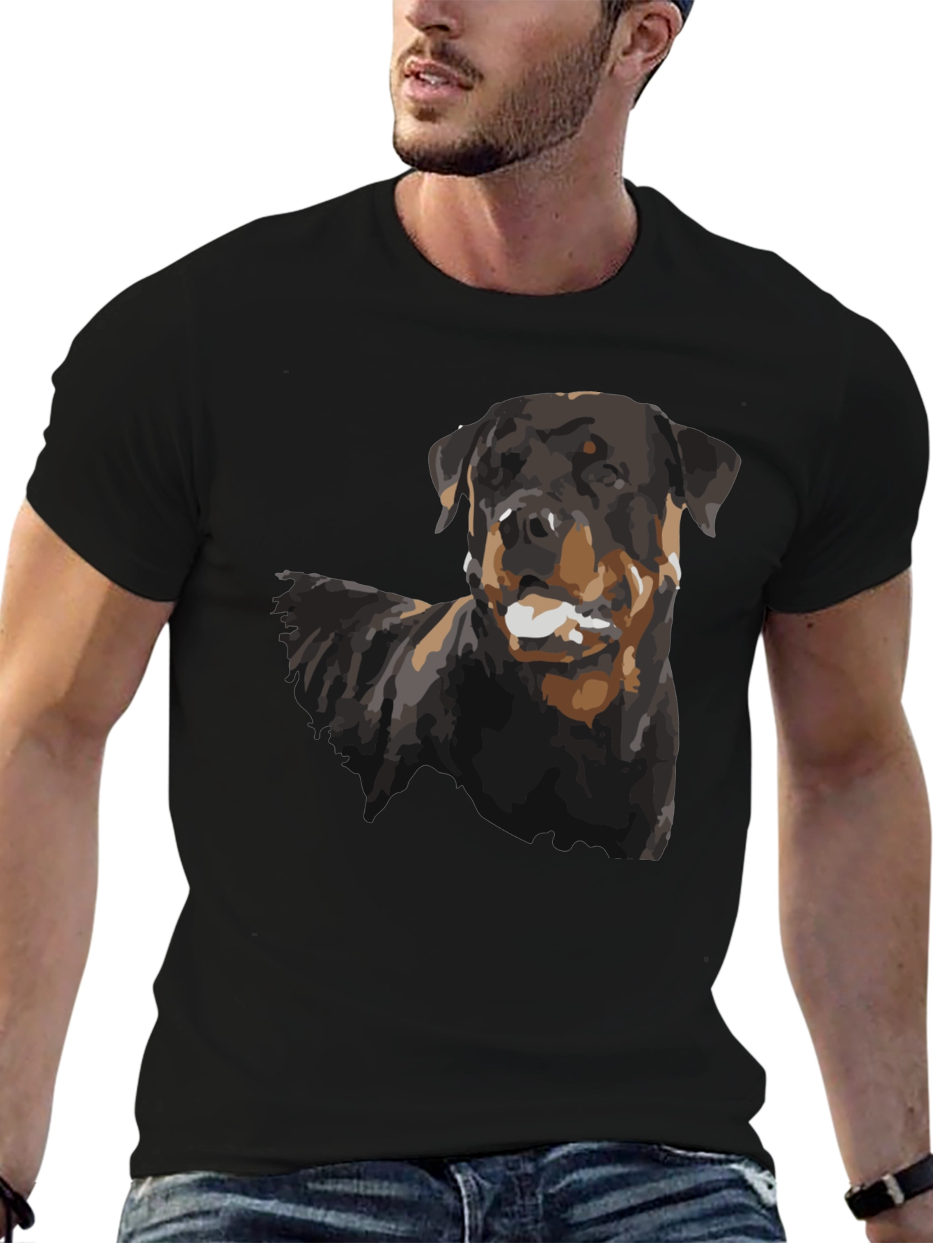 Rottweiler Dog Graphic Black T-Shirt