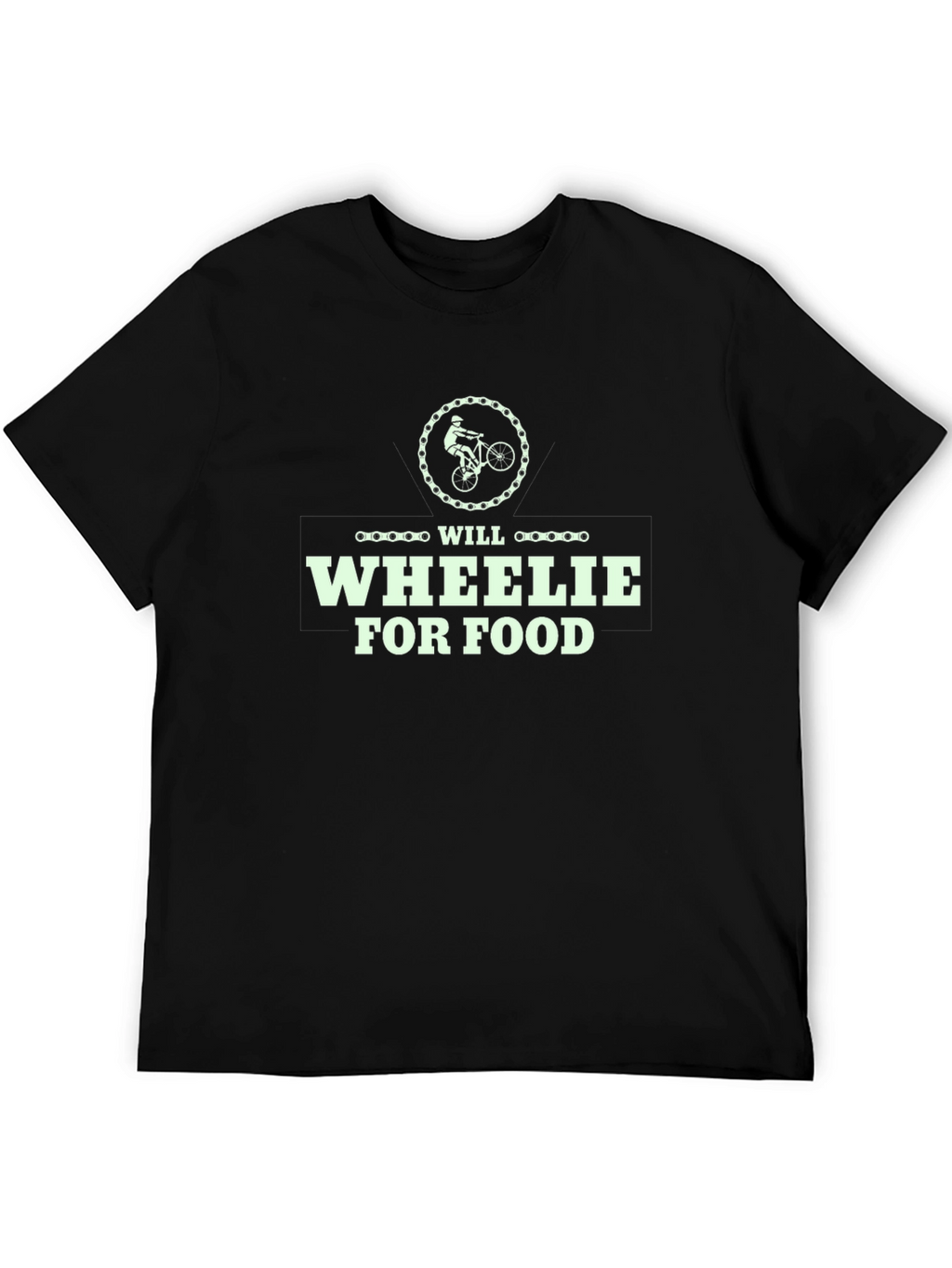 Will Wheelie For Food T-Shirt - Black Cotton