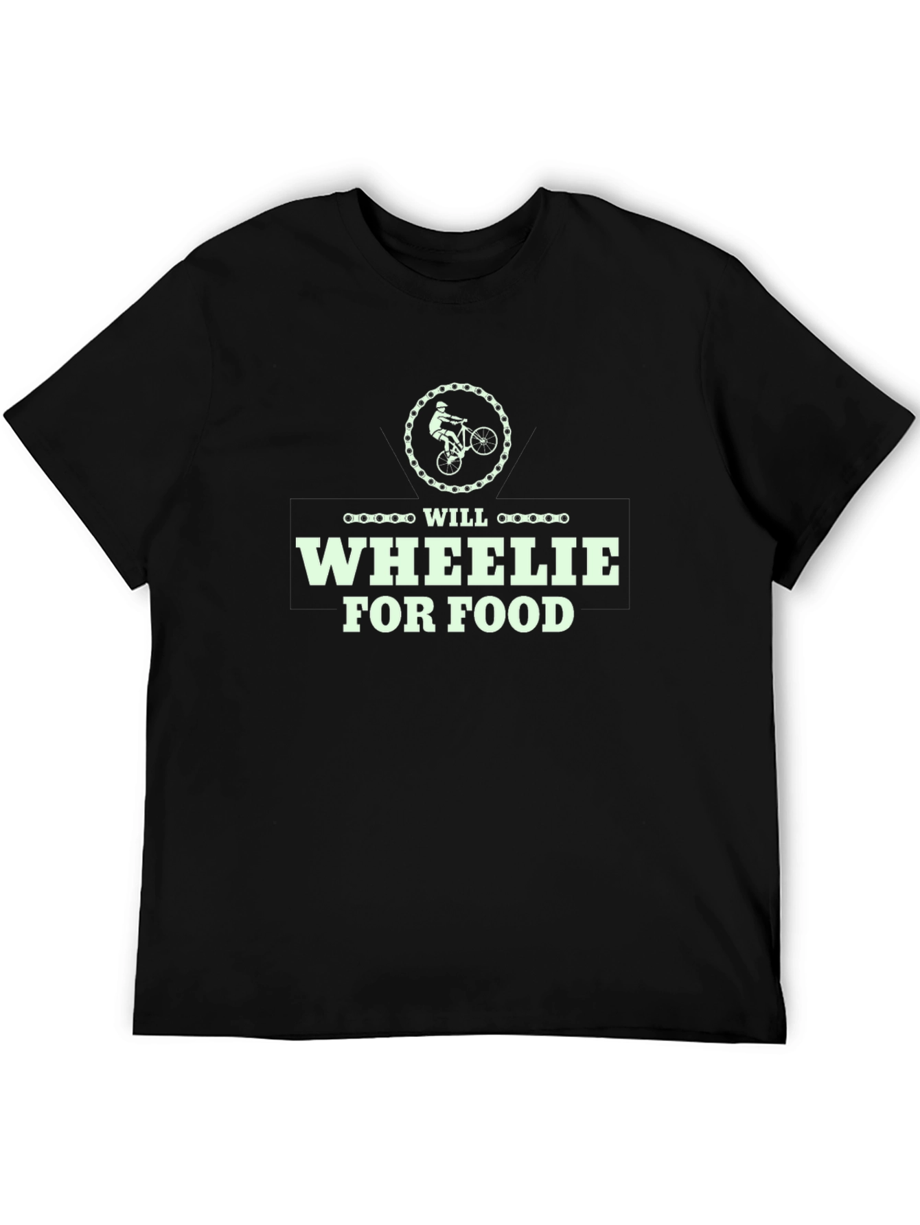 Will Wheelie For Food T-Shirt - Black Cotton