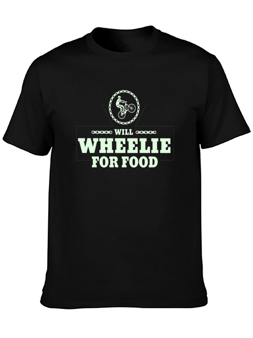 Will Wheelie For Food T-Shirt - Black Cotton