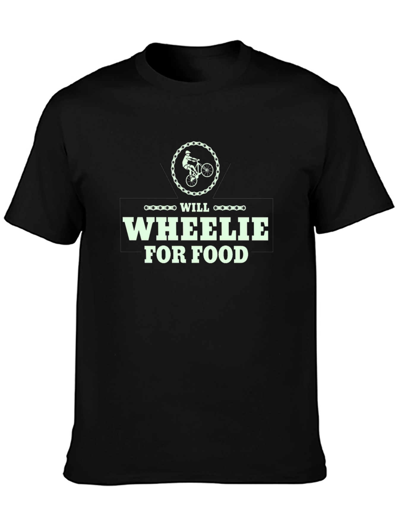 Will Wheelie For Food T-Shirt - Black Cotton