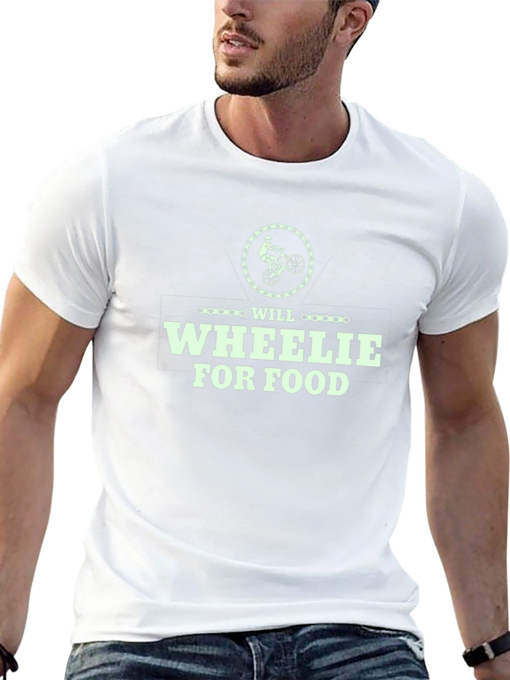 Will Wheelie For Food T-Shirt - Black Cotton