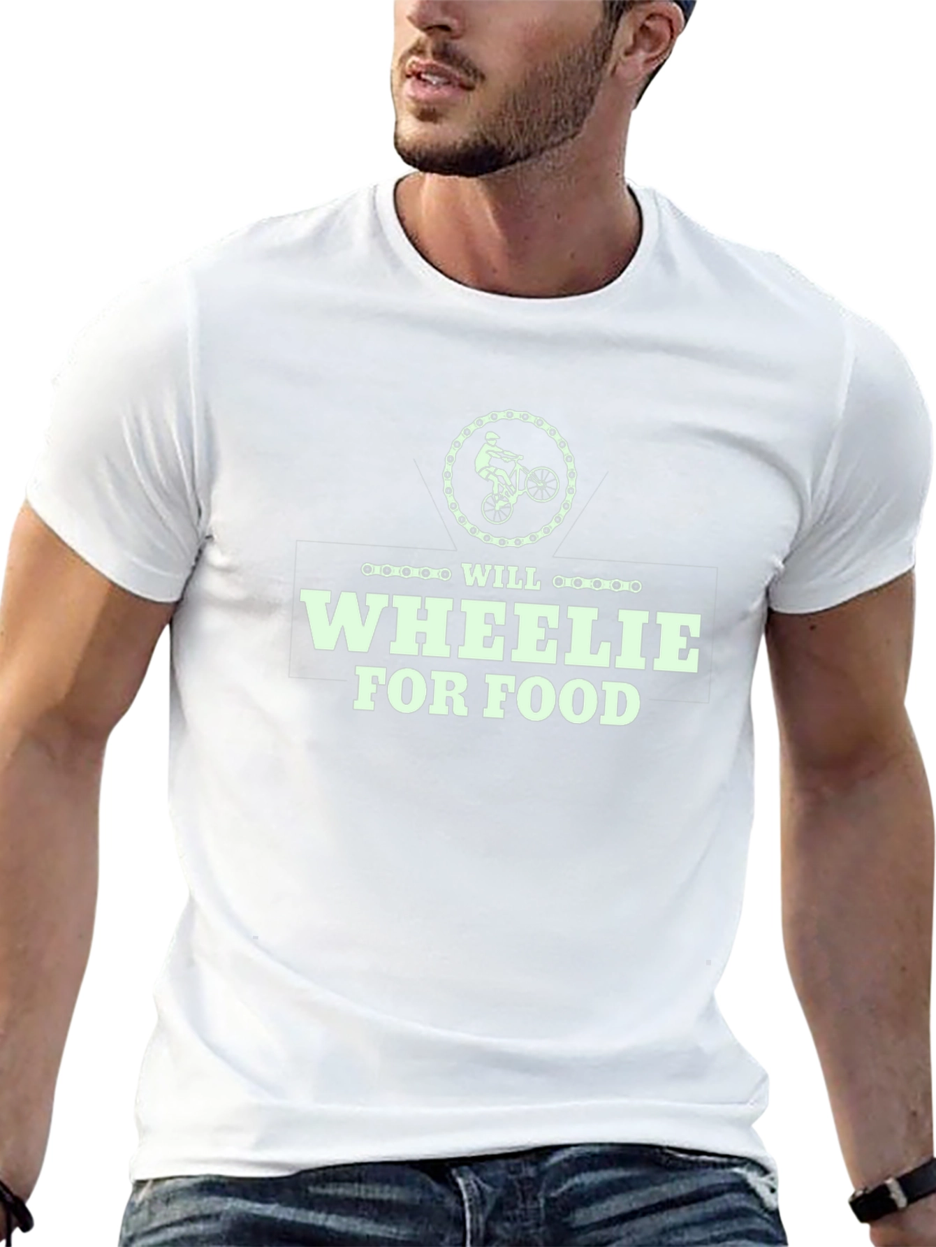 Will Wheelie For Food T-Shirt - Black Cotton