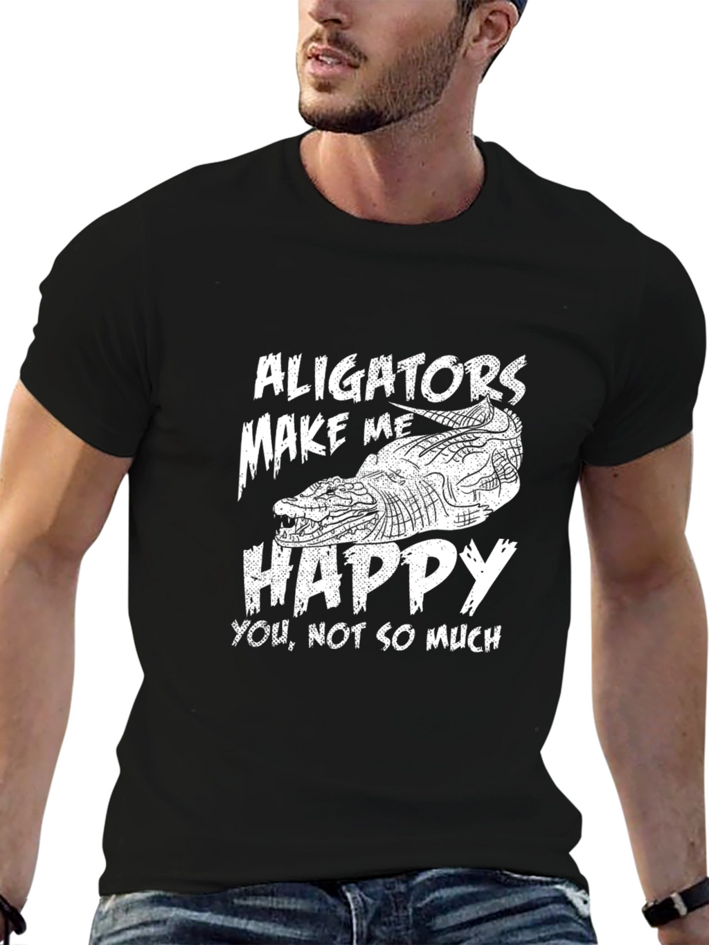 Alligators Make Me Happy Mens Graphic Tee