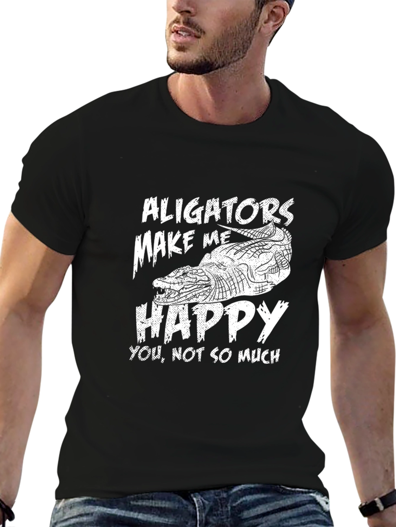 Alligators Make Me Happy Mens Graphic Tee