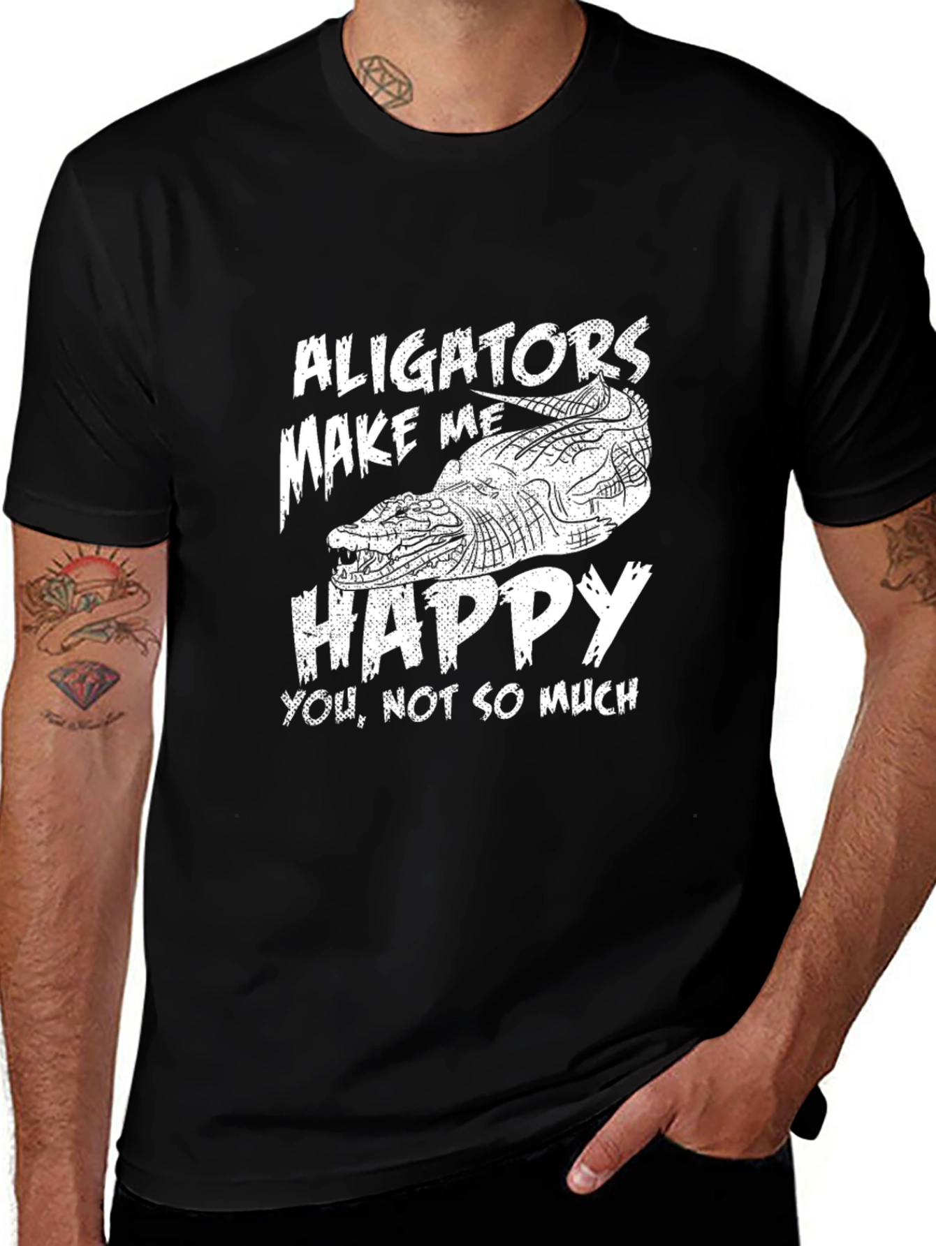 Alligators Make Me Happy Mens Graphic Tee